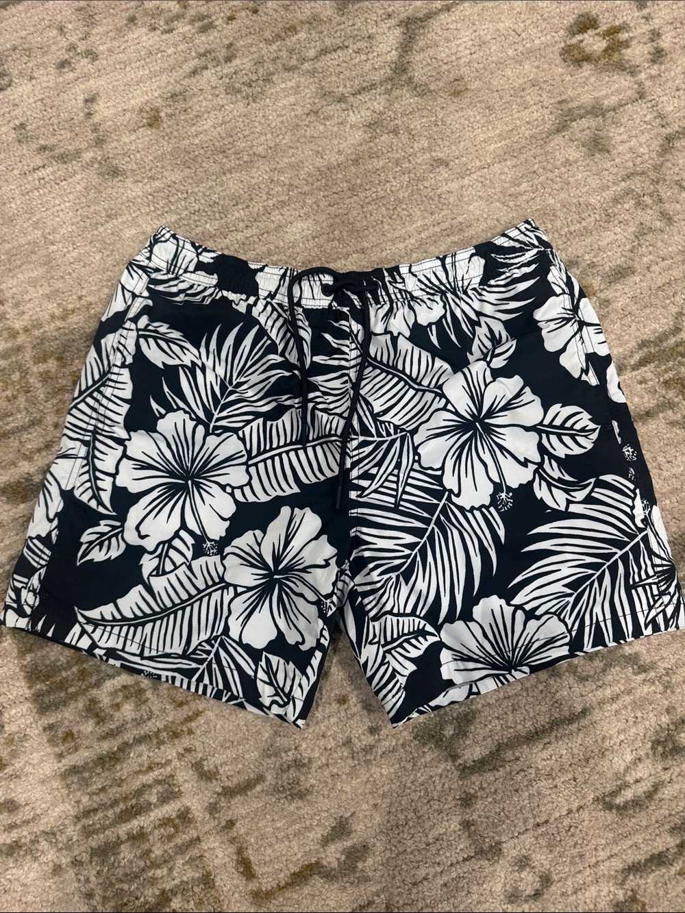 chubbies Navy and White Tropical Floral Swim Trunks